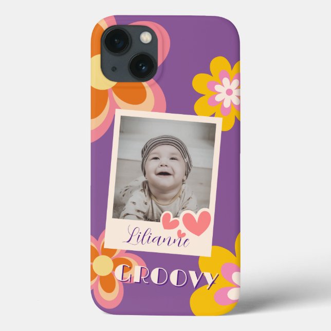 Coques Case-Mate iPhone Boho Retro Fleurs rose Jaune Photo (Verso)