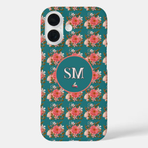Coque Pour iPhone 16 Boho rose Floral Personnaliser Monogramme
