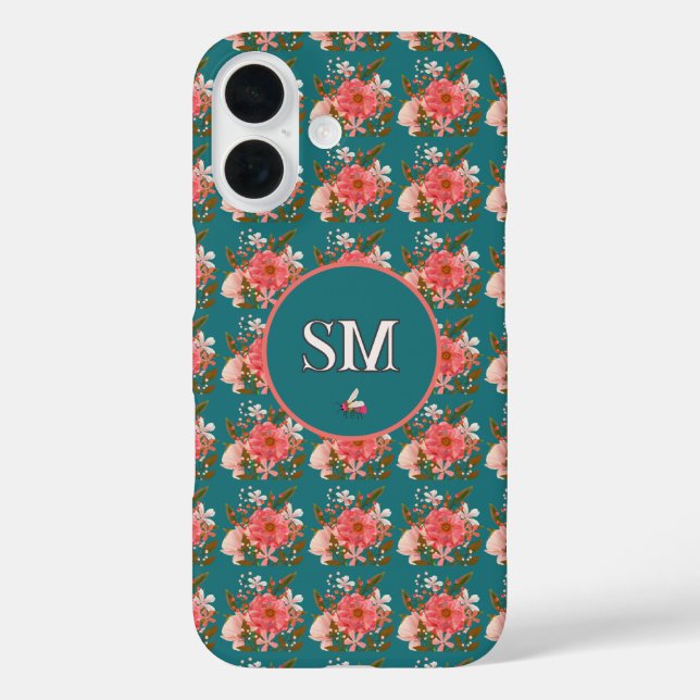 Coques Case-Mate iPhone Boho rose Floral Personnaliser Monogramme (Verso)