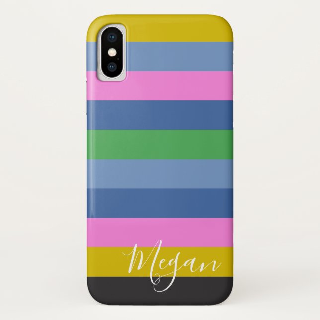 Coques Case-Mate iPhone Boho Stripe Nom personnalisé (Dos)