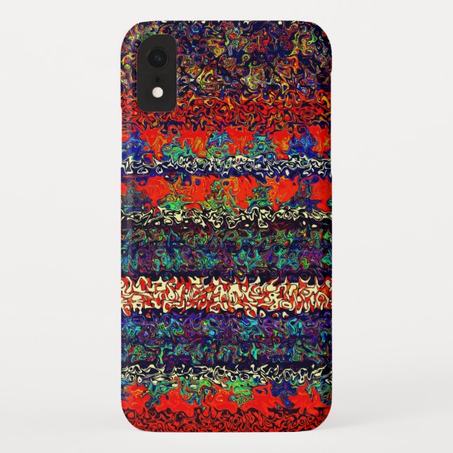 Coques Case-Mate iPhone Boho Stripes sur le feu Orange Denim Motif (Dos)