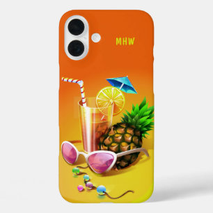 Coque Pour iPhone 16 Plus Boire Tropical Bois de téléphone monogramme person