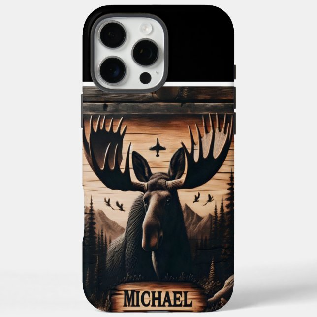 Coques Case-Mate iPhone Bois brûlé Moose Portrait (Verso)