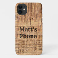 Bois brut Graisse personnalisé Texte Téléphone Cas