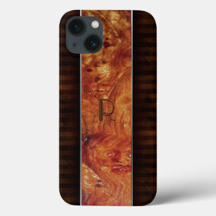 iPhone 13 Coque Bois Burl Look Monogrammed iPad Air Case