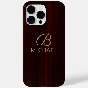Coque Case-Mate iPhone Bois d'acajou personnalisé avec monogramme