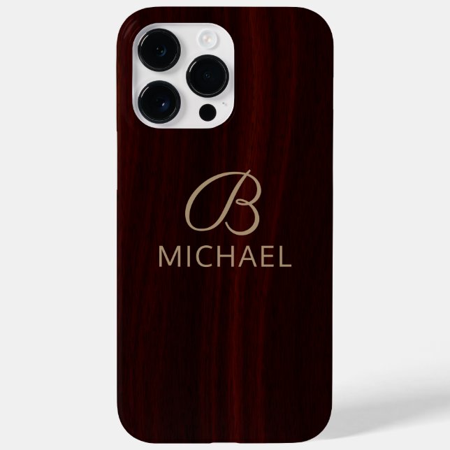 Coques Case-Mate iPhone Bois d'acajou personnalisé avec monogramme (Verso)
