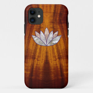 Coques Pour iPhone Bois flambé de Koa avec la fleur de Lotus