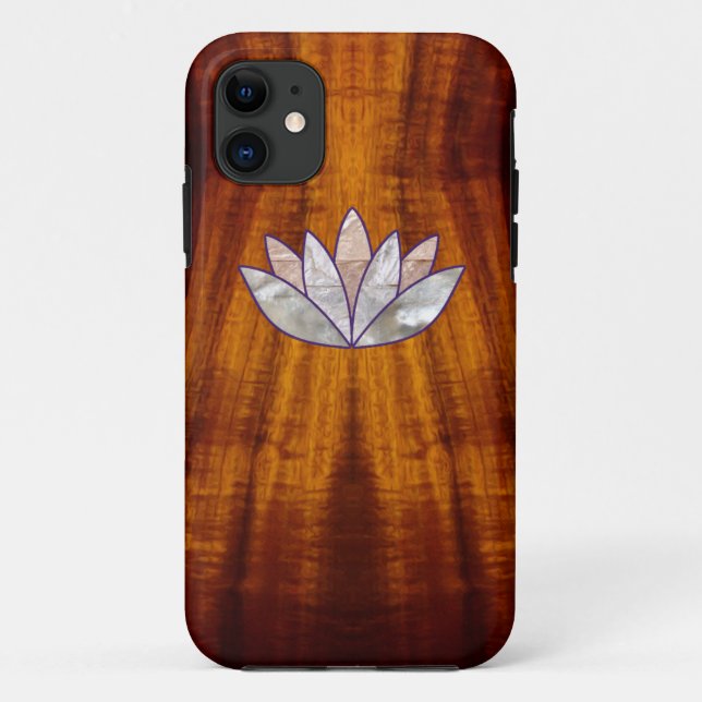 Coques Case-Mate iPhone Bois flambé de Koa avec la fleur de Lotus (Dos)