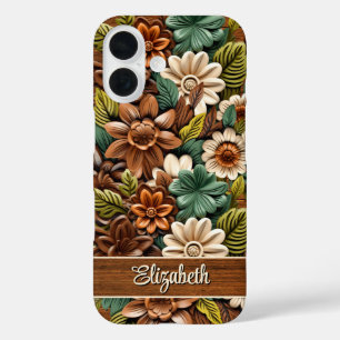 Coque Pour iPhone 16 Bois Floral Personnalisé