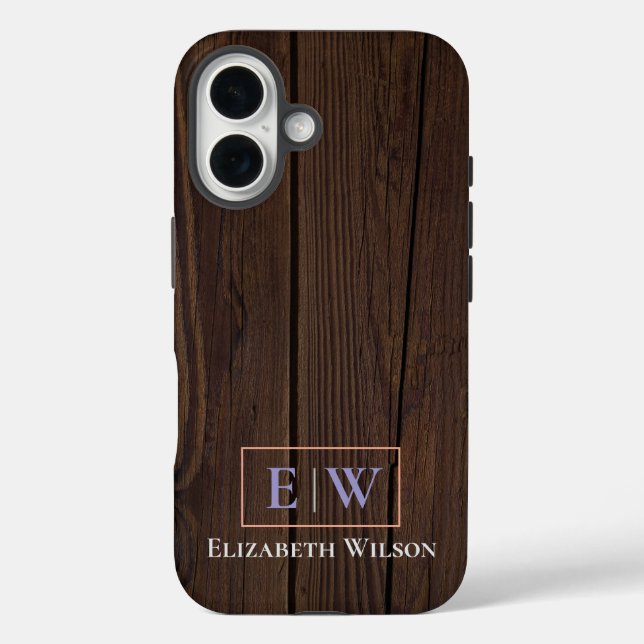 Coques Case-Mate iPhone bois foncé et personnalisé moderne  (Verso)