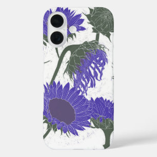 Coque Pour iPhone 16 Bois Imprimer Tournesol violet