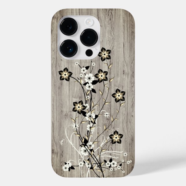 Coques Case-Mate iPhone Bois moderne élégant - fleurs - bois (Verso)