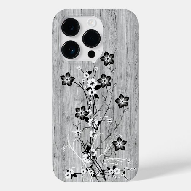 Coques Case-Mate iPhone Bois moderne élégant - fleurs - bois (Verso)