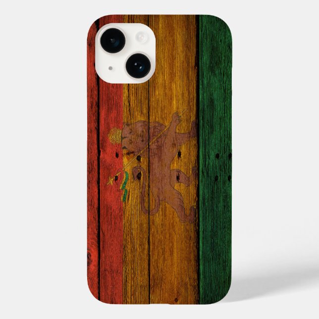 Coques Case-Mate iPhone bois reggae rasta drapeau lion musique art (Verso)