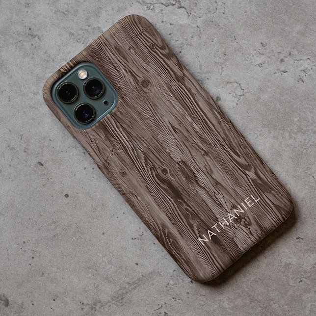 Coques Case-Mate iPhone Bois rustique brun foncé personnalisé Faux grain d (Créateur téléchargé)