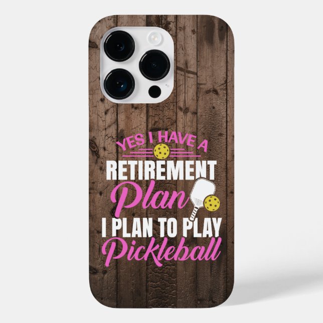 Coques Case-Mate iPhone Bois Rustique Drôle Pickleball Rose (Verso)