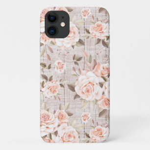 Case-Mate iPhone Case Bois rustique et Roses Vintages Chic de shabby rom