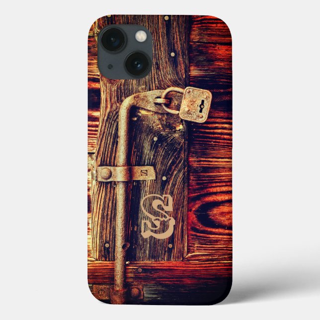 Coques Case-Mate iPhone Bois rustique grain ancien laiton serrure brun noi (Verso)