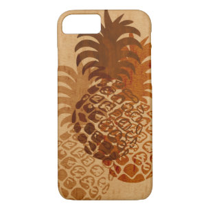 Coque iPhone 8/7 Bois tropical hawaïen de Faux d'ananas de Momona