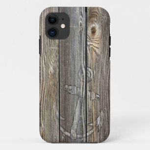 Etui iPhone Case-Mate Bois Vieux Altéré Magnifique avec Ancre Imprimée