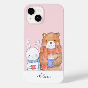 Coque Case-Mate iPhone Boisson chaude personnalisée avec nom ours lapin m