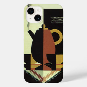 Coque Case-Mate iPhone Boissons de boissons vintage Cafetière avec tasses
