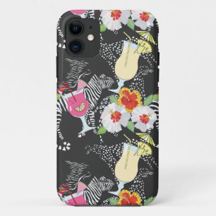 Coque iPhone 11 Boissons Tropicales Avec Animaux