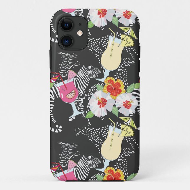 Coques Case-Mate iPhone Boissons Tropicales Avec Animaux (Dos)