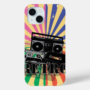 Coque Pour iPhone 15 Boite à flèche et cassettes de style rétro