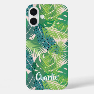 Coque Pour iPhone 16 Plus Boîtes de téléphone de nom personnalisé Motif Leaf
