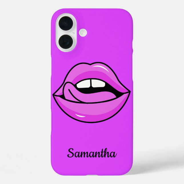 Coques Case-Mate iPhone Boîtes de téléphone de nom personnalisé rose Lips (Verso)