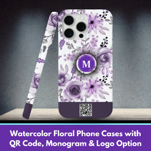 Coque Case-Mate iPhone Boîtes de téléphone Floral Aquarelle avec code QR,