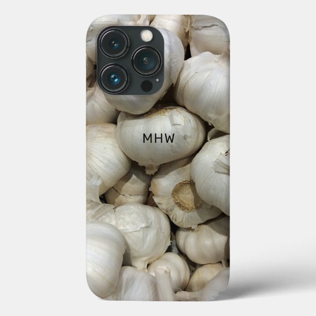 Coques Case-Mate iPhone Boîtes de téléphone Monogram Garlic personnalisées (Verso)