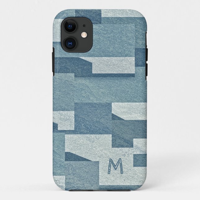 Coques Case-Mate iPhone Boîtes de téléphone monogramme personnalisées "Blu (Dos)