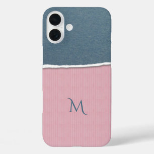 Coque Pour iPhone 16 Plus Boîtes de téléphone monogramme personnalisées Blue