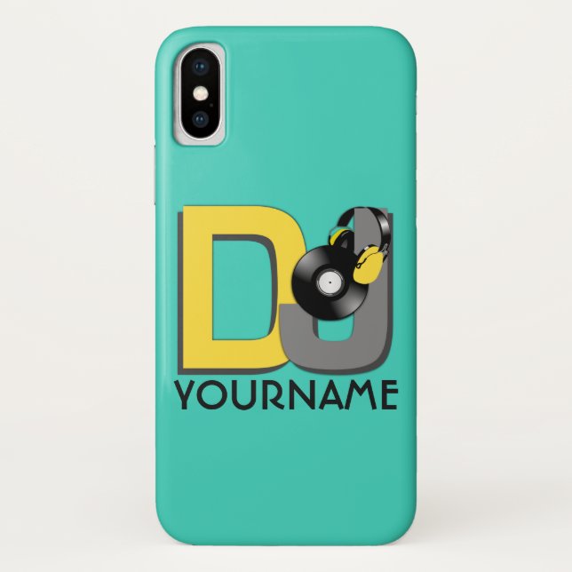 Coques Case-Mate iPhone Boîtes DJ personnalisées de nom et couleur (Dos)