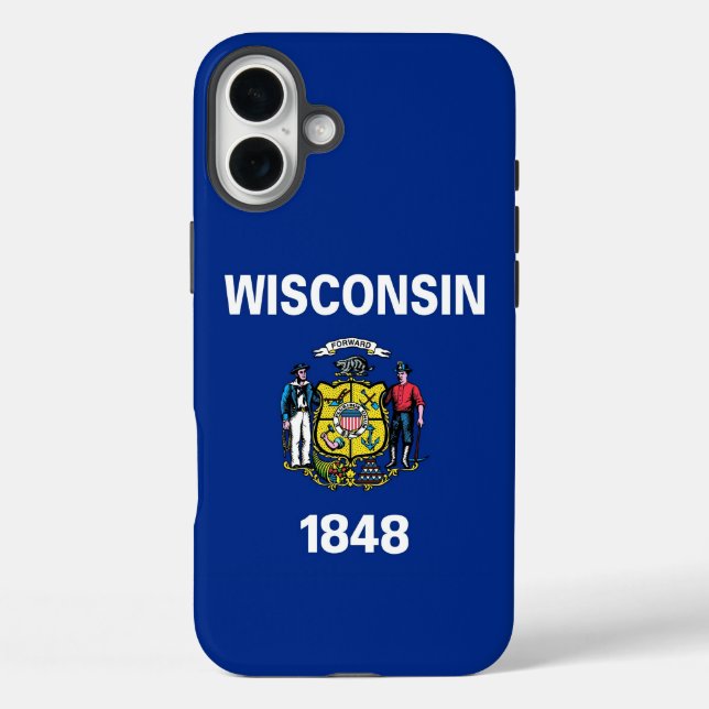 Coques Case-Mate iPhone Boîtier Apple iPhone 16 Plus, drapeau du Wisconsin (Verso)