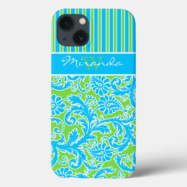 Coques Case-Mate iPhone Boîtier d'air bleu, vert, blanc rayé Damask 2 iPad (Verso)