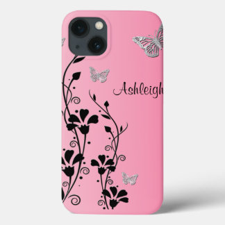 Etui iPhone Case-Mate Boîtier d'air floral iPad rose noir en argent 3