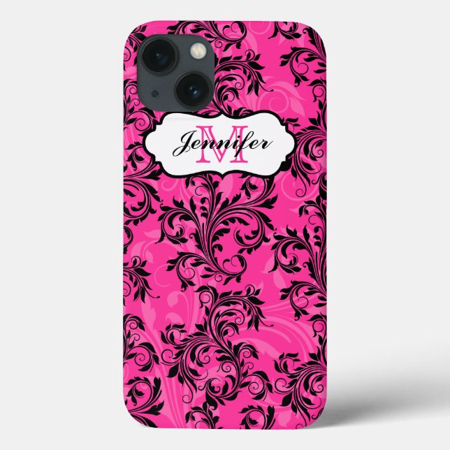 Coques Case-Mate iPhone Boîtier d'air iPad Monogramme rose noir (Verso)