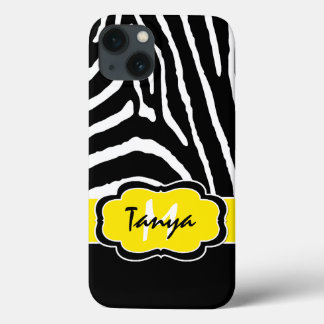 Case-Mate iPhone Case Boîtier d'air monogramme noir, jaune zèbre rayure