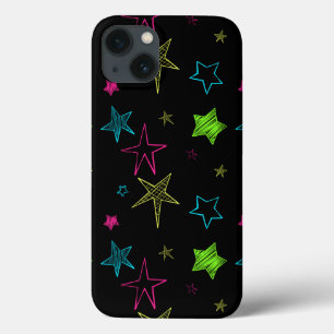 iPhone 13 Case Boîtier d'air pour iPad Doodle Stars Neon