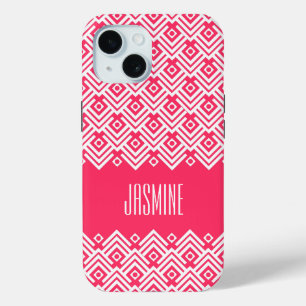 Coque Case-Mate iPhone Boîtier damassé en chevron rose et blanc