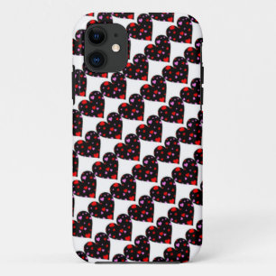 Coque iPhone 11 Boîtier d'amour à cœurs colorés
