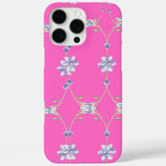 Coque iPhone 16 Pro Max Boîtier de téléphone à fleurs rose