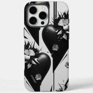 Coque iPhone 16 Pro Max Boîtier de téléphone au coeur floral foncé