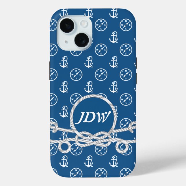 Coques Case-Mate iPhone Boîtier de téléphone cellulaire monogramme nautiqu (Verso)