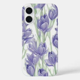 Coque Pour iPhone 16 Boîtier de téléphone couleur Aquarelle Crocus Flow