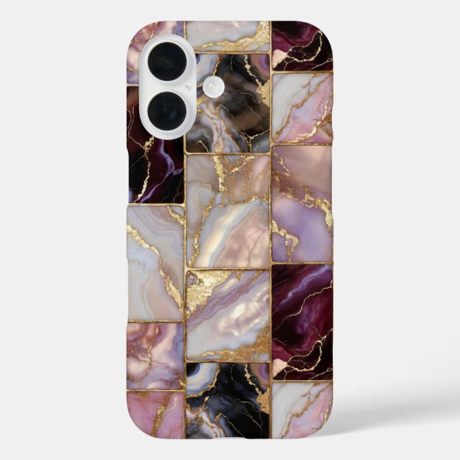 Coques Case-Mate iPhone Boîtier de téléphone en carreau de marbre rose vio (Verso)
